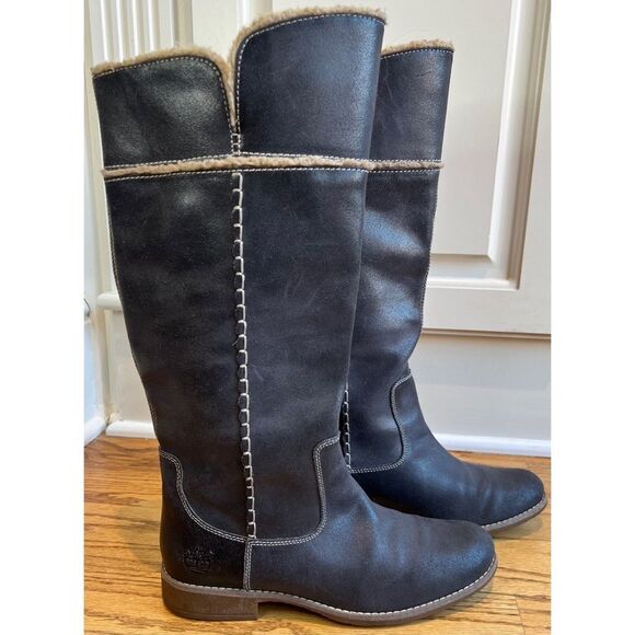 Timberland Shoreham Grey Leather Tall Boots with Fleece Upper Lining Size 7.5 - Picture 6 of 16